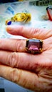 Elegant Vintage Victorian Designer Grape Amethyst set in Goldtone Ring