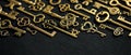 Vintage Victorian style golden skeleton keys. Concepts of keys to success, unlocking potential, or achieving goals