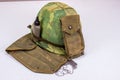 Vintage Vietnam Vet Camouflage Helmet & Ammo Pouch