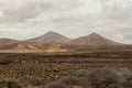 Vintage view of cloudy desert in Fuertaventura