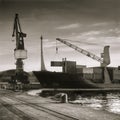 Vintage view of mediterranean loading dock Royalty Free Stock Photo