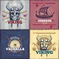 Vintage Viking Emblems Set Royalty Free Stock Photo
