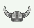 Vintage viking helm in retro style. Monochrome Graphic Art.