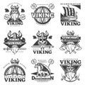Vintage Viking Label Set Royalty Free Stock Photo