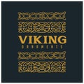 Vintage viking line art ornament