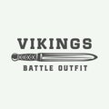 Vintage vikings logo, label, emblem, badge in retro style