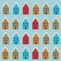 Vintage Village Homes with Snow Xmas Pattern Texture Background