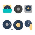 Vintage vinyl disc icon set. Collection of the music disk