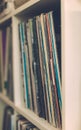 Vintage 33 vinyl long playing row on shelf