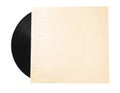 Vintage vinyl record in paper sleeve on white background, top view Royalty Free Stock Photo