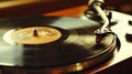 A vintage vinyl record spinning on a turntable, evoking nostalgia and the joy of listening