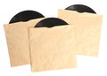 Vintage vinyl records in paper covers on white background, top view Royalty Free Stock Photo