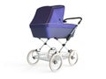 Vintage violet color design baby stroller. 3d render Royalty Free Stock Photo