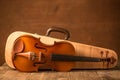 Vintage violin and case Royalty Free Stock Photo