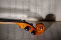 Vintage violin on the sheet music. Royalty Free Stock Photo