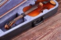 Vintage violin in velvet case. Royalty Free Stock Photo