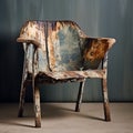 Vintage Viscose Chair With Natural Grain And Rustic Charm
