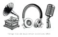 Vintage Void and Music device collections hand drawing Royalty Free Stock Photo