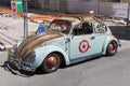 Vintage Volkswagen car in a parking line Royalty Free Stock Photo