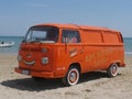 Vintage Volkswagen Westfalia van equipped by Food Truck on the beach