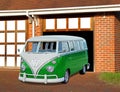 Vintage volkswagon in garage Royalty Free Stock Photo