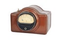 Vintage voltmeter on white Royalty Free Stock Photo