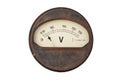 Vintage voltmeter on white Royalty Free Stock Photo