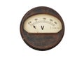 Vintage voltmeter on white Royalty Free Stock Photo