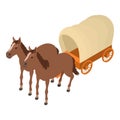 Vintage wagon icon isometric vector. Wild west covered wood wagon drawn by horse Royalty Free Stock Photo