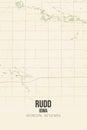 Retro US map of Rudd, Iowa. Vintage street map.