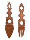 Vintage wall decoration African mahogany spoon and fork