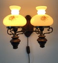 Vintage lamps with hand painted flower decoration