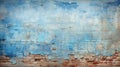 Vintage wall texture background, damaged blue plaster and paint