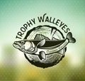 Vintage Walleye Fishing Emblems and Labels. Royalty Free Stock Photo