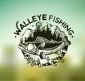 Vintage Walleye Fishing Emblems and Labels. Royalty Free Stock Photo