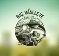 Vintage Walleye Fishing Emblems and Labels. Royalty Free Stock Photo