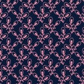 Vintage wallpaper background. Floral seamless pattern. Minimalist textile design. Repeating pattern with pink branches.