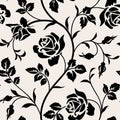 Vintage wallpaper with blooming roses and leaves.Floralm seamless pattern. Royalty Free Stock Photo