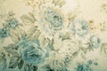 Vintage Wallpaper With Blue Floral Victorian Pattern