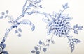 Vintage wallpaper with blue vignette pattern