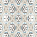 Vintage wallpaper. Modern geometric pattern, inspired by old wallpapers. Nice retro colors - grey beige and calm blue. Royalty Free Stock Photo