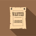 Vintage wanted poster icon, flat style Royalty Free Stock Photo