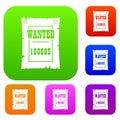 Vintage wanted poster set color collection Royalty Free Stock Photo