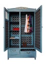 Vintage wardrobe, old furniture. Shabby style interior, furniture from rustic chalk paint. Handmade Provence room style