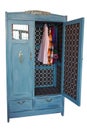 Vintage wardrobe, old furniture. Shabby style interior, furniture from rustic chalk paint. Handmade Provence room style