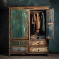 Vintage Wardrobe With Rustic Charm: Elegant Clothing And Rustic Scenes