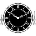 Vintage watch dial on black background with arrows. Royalty Free Stock Photo