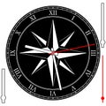 Vintage watch dial with rose of winds and arrows. Vector illustration Royalty Free Stock Photo