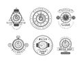Vintage Watch Shop and Store Logo Design with Clock Dial and Hands in Monochrome Style Vector Set Royalty Free Stock Photo