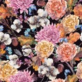 Vintage watercolor autumn seamless pattern